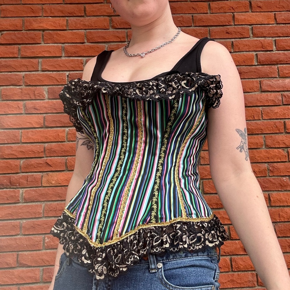 Vintage fantasy clowncore regency corset